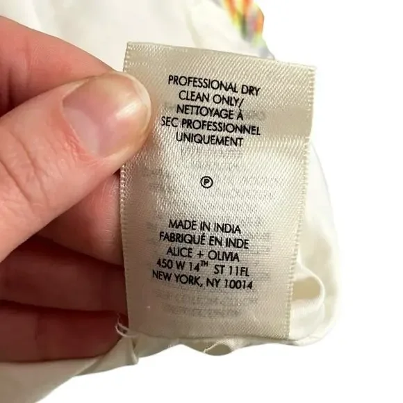 Alice + Olivia White Multicolor Patty V Neck Embroidered Mini Dress Womens 2 - Picture 5 of 6